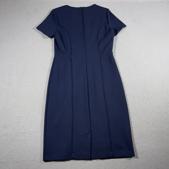Brooks Brothers Sheath Dress Women 6 Navy Short Sleeve Stretch Lined Work Office - Picture 10 of 11